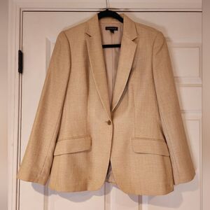 Lands End beige button front blazer jacket like new Size 10